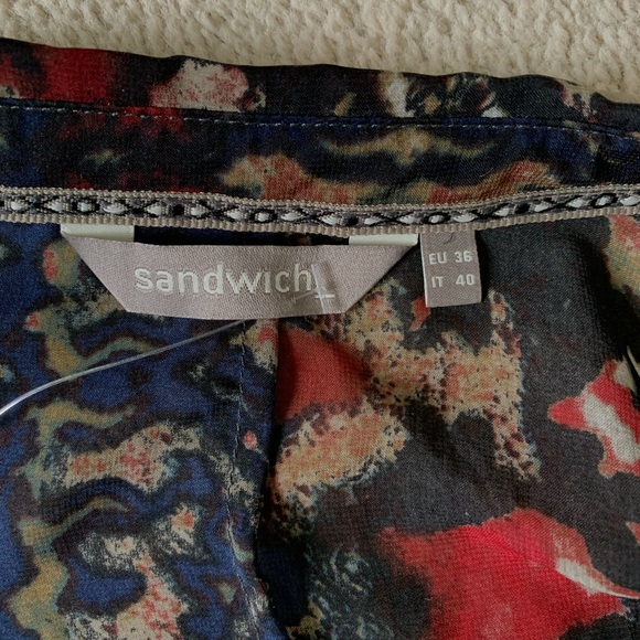 Sandwich Fashion Front Button Sheer Pattern Blouse - Picture 7 of 10